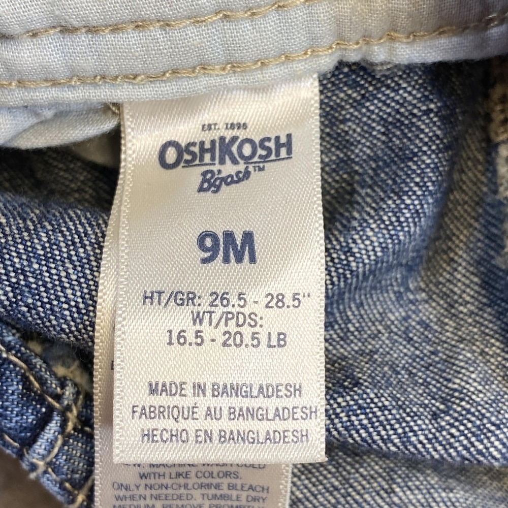 OshKosh‎ B'gosh Overalls Boys 6-9 Months Blue Denim Vestbak Cargo Pockets - Picture 7 of 9